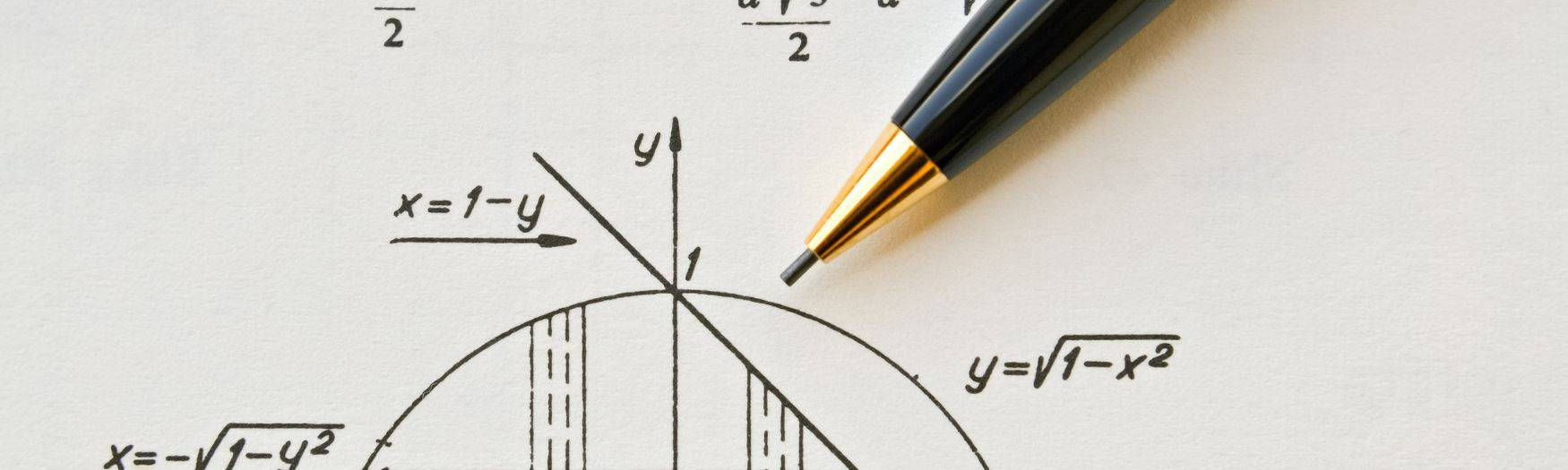 A clean white sheet of paper featuring a handwritten algebraic equation and a plotted curve. The image visually represents a mathematics tutoring session focused on algebra and graph interpretation—ideal for promoting personalized math support and engaging math workshops in Switzerland.