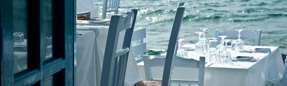 The sea view from the child and family friendly restaurant in Vouliagmeni, in Athens, Greece