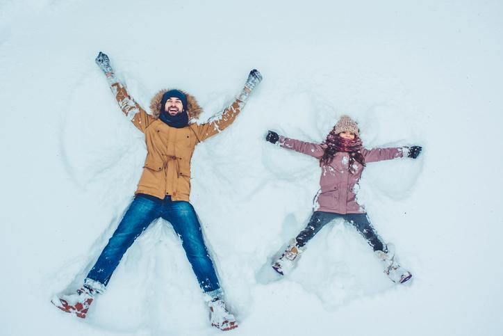 snow angel father and daughter