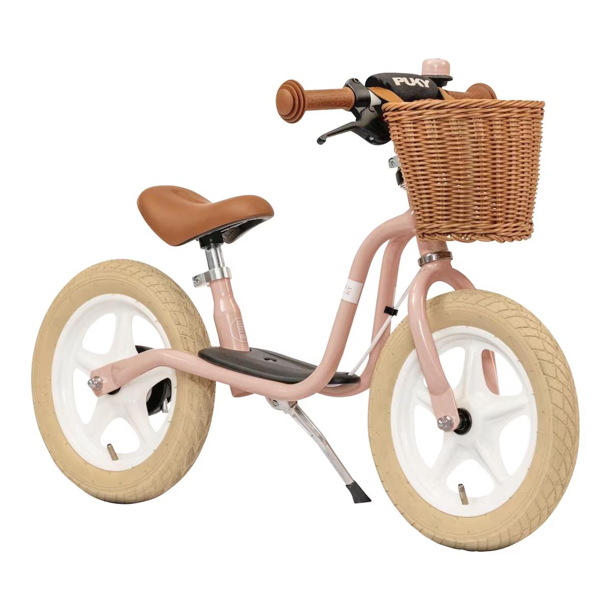 PUKY LR 1L Classic – Laufrad mit Luftreifen, Hinterradbremse und Weidenkorb-Look, verstellbarer Sattel/Lenker.