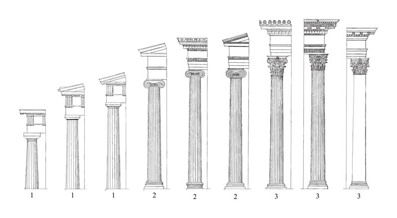 Ancient Greek columns drawing museum