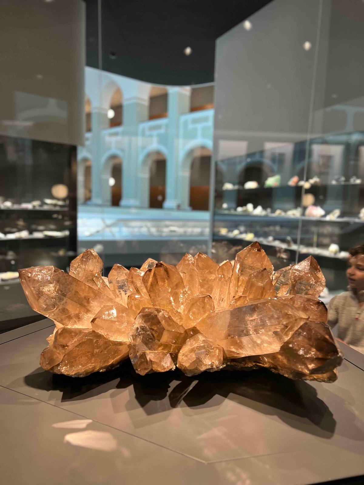 A giant piece of crystal on display at the the Focus Terra Museum, among many rocks and meteorites from space.