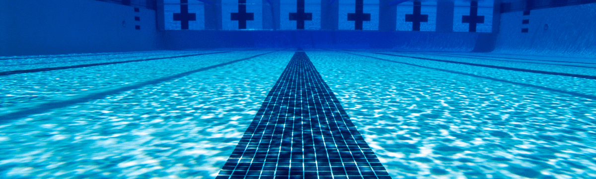 An underwater view of the Zurich City Hallenbad and swimming facilities