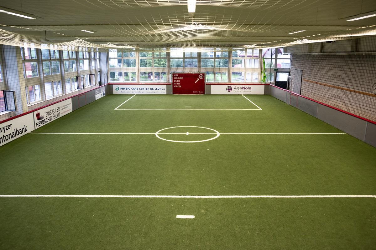 The indoor football field at sports center Beachplus