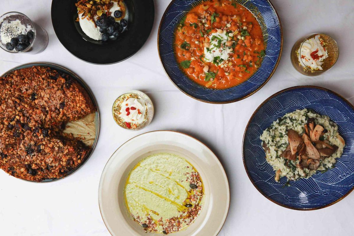 A series of nutritional meals that are plant based, like hummus and lentils provided by nourished mother, a business providing nutritionally approved meals in Meggen Luzern, supporting new mothers and families nutritional food at home.  