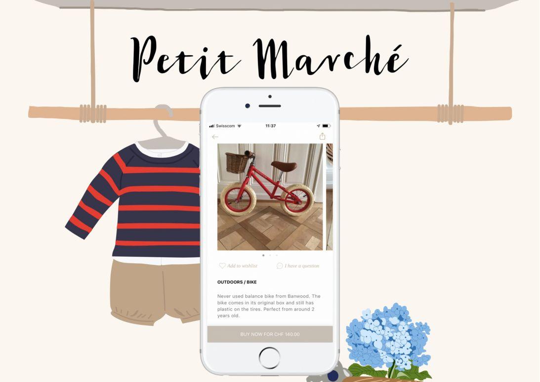 An image of a red bike with basket sold on the petit marche app