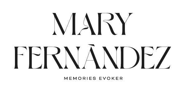 Black and White logo of Mary Fernandez, a family photographer in the Zurich region. Her objective is to evoke memories.  