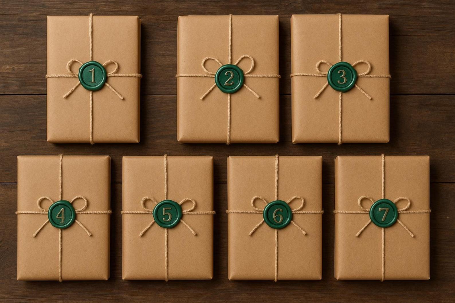 Eingepackte Bücher für einen 12/24-Tage Bücher-Adventskalender – lesefreundliche Alternative zu Süssigkeiten für Familien.